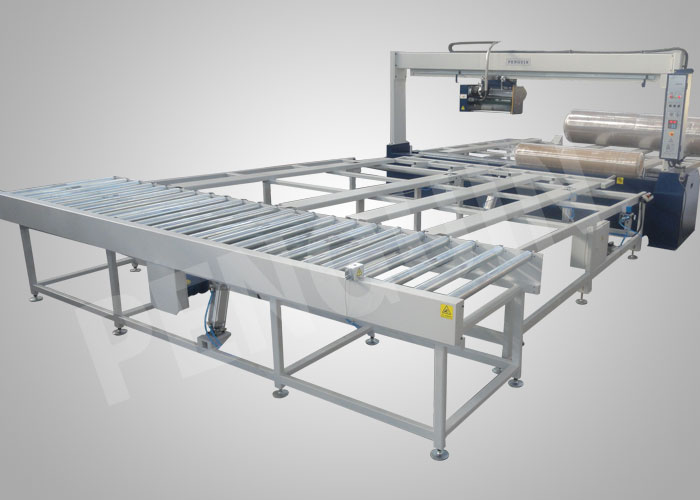 automatic fabric wrapper with conveyors